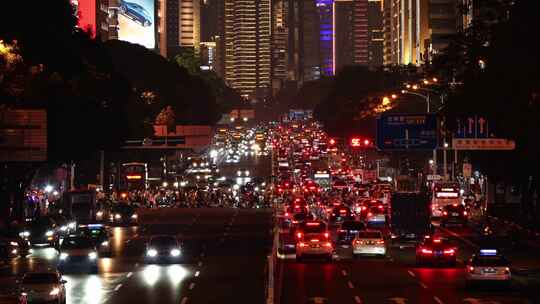 深圳深南中路夜景车流