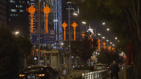 城市热闹街道 城市年味街景