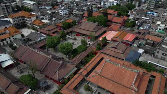 航拍潮汕潮州古城宗教佛教寺庙开元寺古建筑