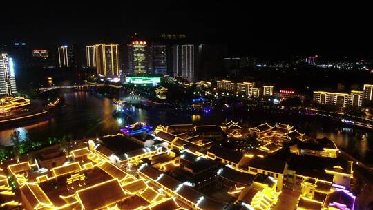 航拍铜仁古城，中南门古城 夜景