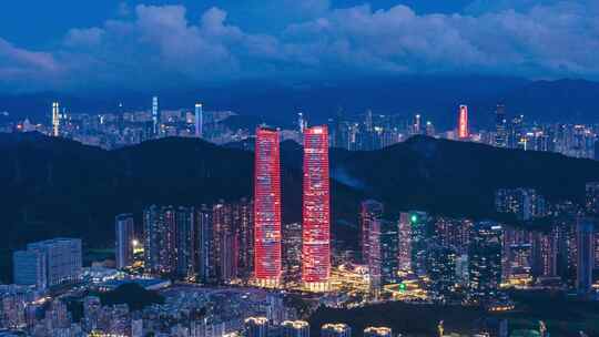 深圳星河双子塔城市蓝调夜景
