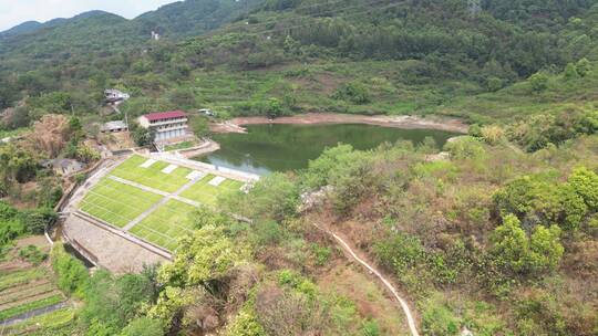 重庆沙坪坝冷水沟水库自然风光航拍素材