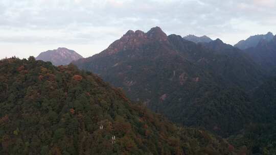 安徽省黄山市黄山风景区北大门景观日落航拍