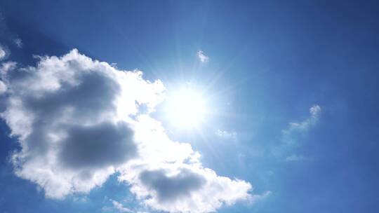 天空阳光穿过云朵延时太阳光芒晴朗天气