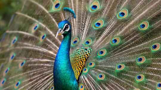 开屏孔雀特写