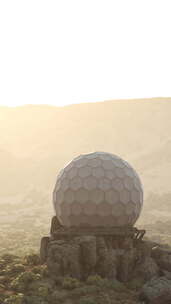 站在广阔沙漠景观中间的天文台圆顶