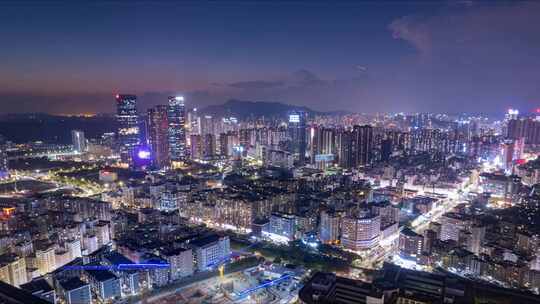航拍4K延时深圳龙华城市风光夜景