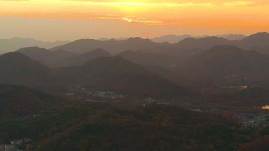 杭州风光西湖夕阳全景秋色航拍