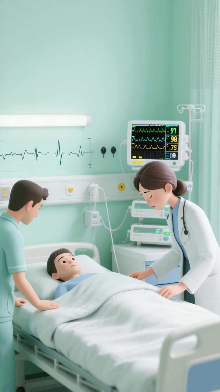 医院病房医生护士查看病人