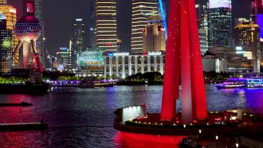 上海陆家嘴  繁华夜景航拍