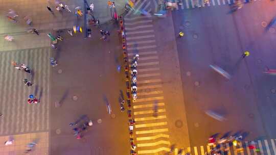 杭州西湖龙翔桥步行街广场车流人流夜景延时