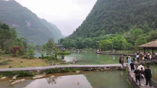 贵州荔波小七孔景区瀑布航拍