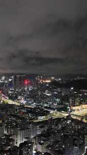 竖屏航拍广东深圳城市大景夜景灯光