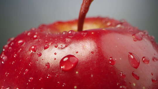 红苹果旋转时的水滴