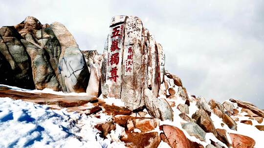 山东省泰安市泰山五岳独尊雪景