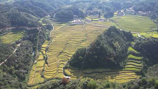 高山梯田农村航拍