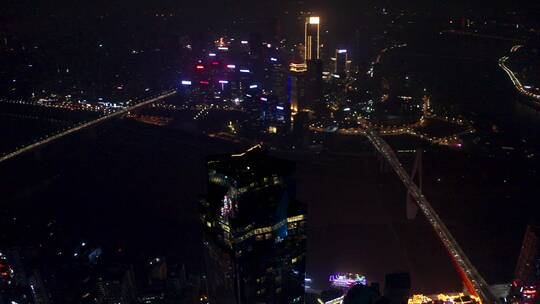 重庆最高楼金融中心WFC夜景航拍4K