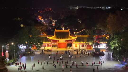 航拍湖南岳阳楼5A景区夜景