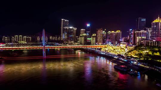 重庆千厮门大桥洪崖洞夜景多风格延时视频素材模板下载
