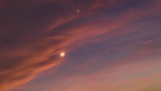 晚霞月落金星伴月延时4K