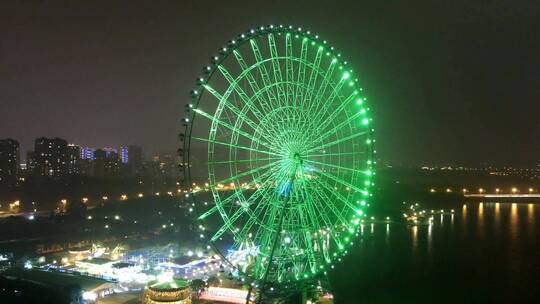 摩天轮夜景延时航拍