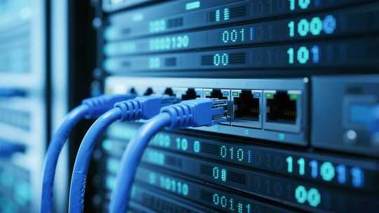 服务器与网络线缆特写