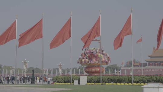 天安门红旗飘扬 国庆 祝福祖国