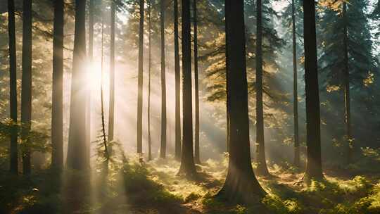 森林草地日出光影耶稣光