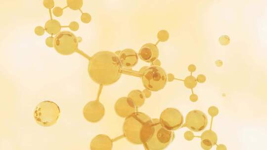 动画3D金色胶原蛋白皮肤精华和维生素
