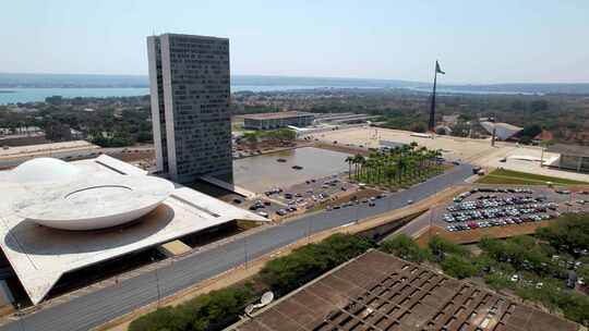 地标国家巴西首都的空中景观。巴西巴西利亚市中心。