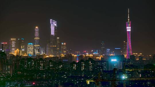 广州_珠江新城大景_CBD夜景延时4K