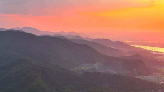 山区落日晚霞 火烧云