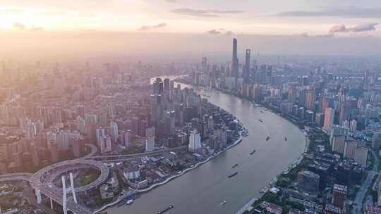 南浦大桥 陆家嘴 黄浦江 上海城市晚霞