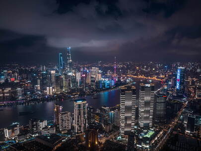 上海北外滩陆家嘴夜景