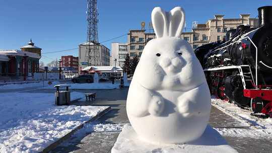 十二生肖雪雕《卯兔》