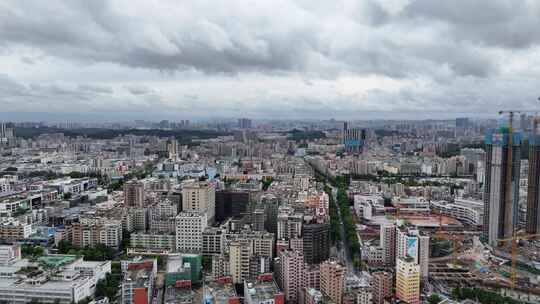 广东深圳城市风光龙华区城市建设航拍