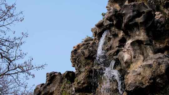 公园景观塑石假山流水景观设计风景风光怪石视频素材模板下载