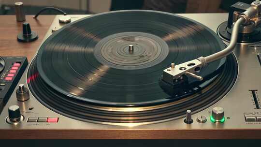播放中的黑胶唱片唱片机