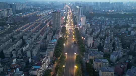 江西九江城市夜景航拍