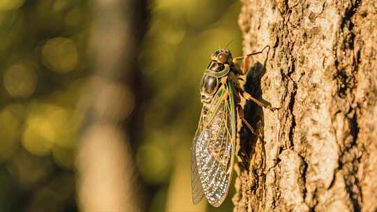 处暑知了鸣叫夏天昆虫特写视频