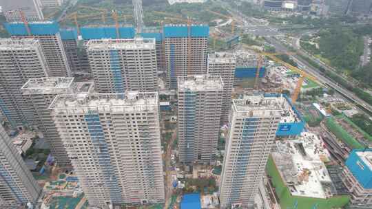 河南郑州东站片区高楼建筑航拍视频素材模板下载