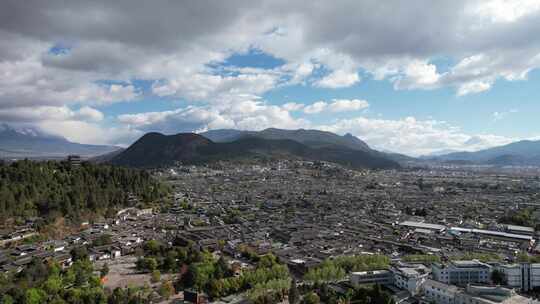 云南丽江古城5A景区风景航拍