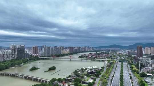 漳州航拍滨江南山水岸生态公园城市建筑风光