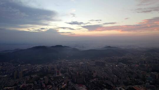 广州银坑岭火炉山朝阳夕阳清晨云雾白云山