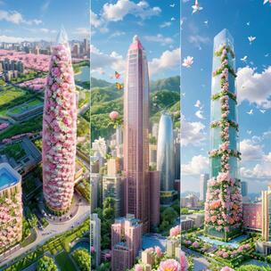 深圳地标建筑万物生花牡丹花