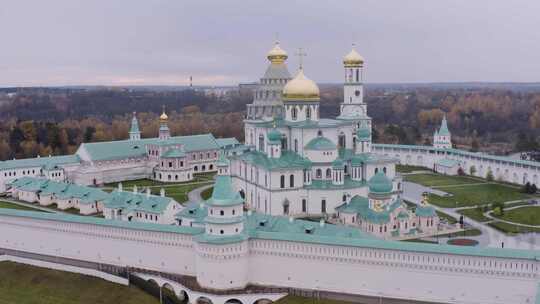 俄罗斯莫斯科新耶路撒冷修道院航拍全景
