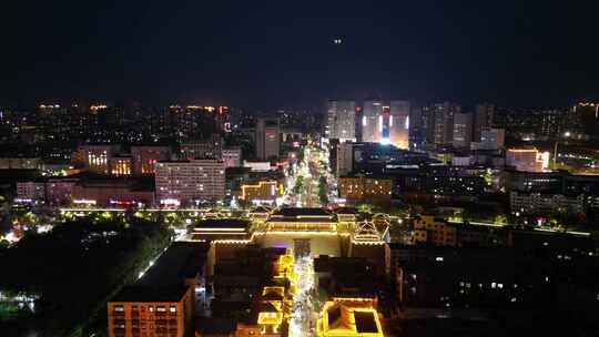 河南许昌城市夜景灯光航拍