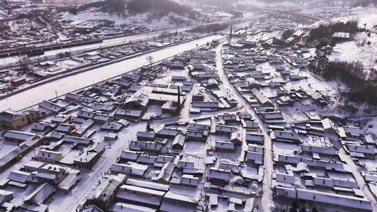 东北雪乡雪后小镇全景俯瞰