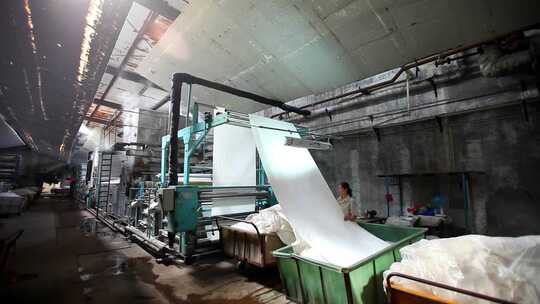 纺织车间 纺织机 现代纺织工厂视频素材模板下载