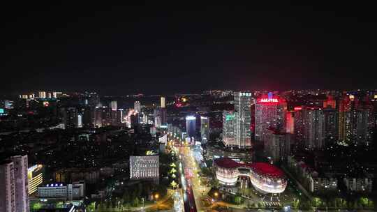 航拍四川泸州夜景泸州蜀泸大道夜景